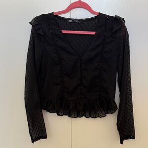 Zara Sheer Ruffle Blouse